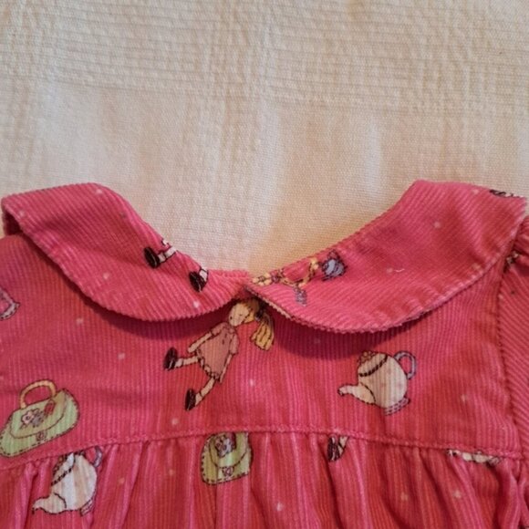 Le Top girls size 6 months pink corduroy tiered dress, tie in back, EUC - Picture 5 of 6
